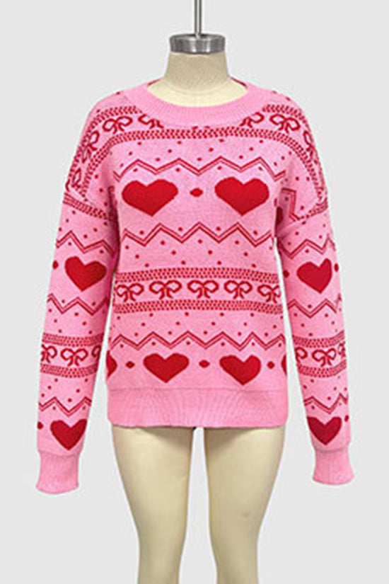 Heart Knit Cozy Patterned Sweater