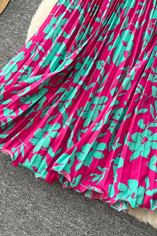 Floral Pleated Midi Skirt