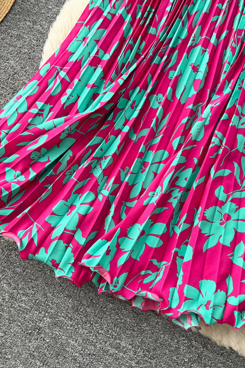 Floral Pleated Midi Skirt