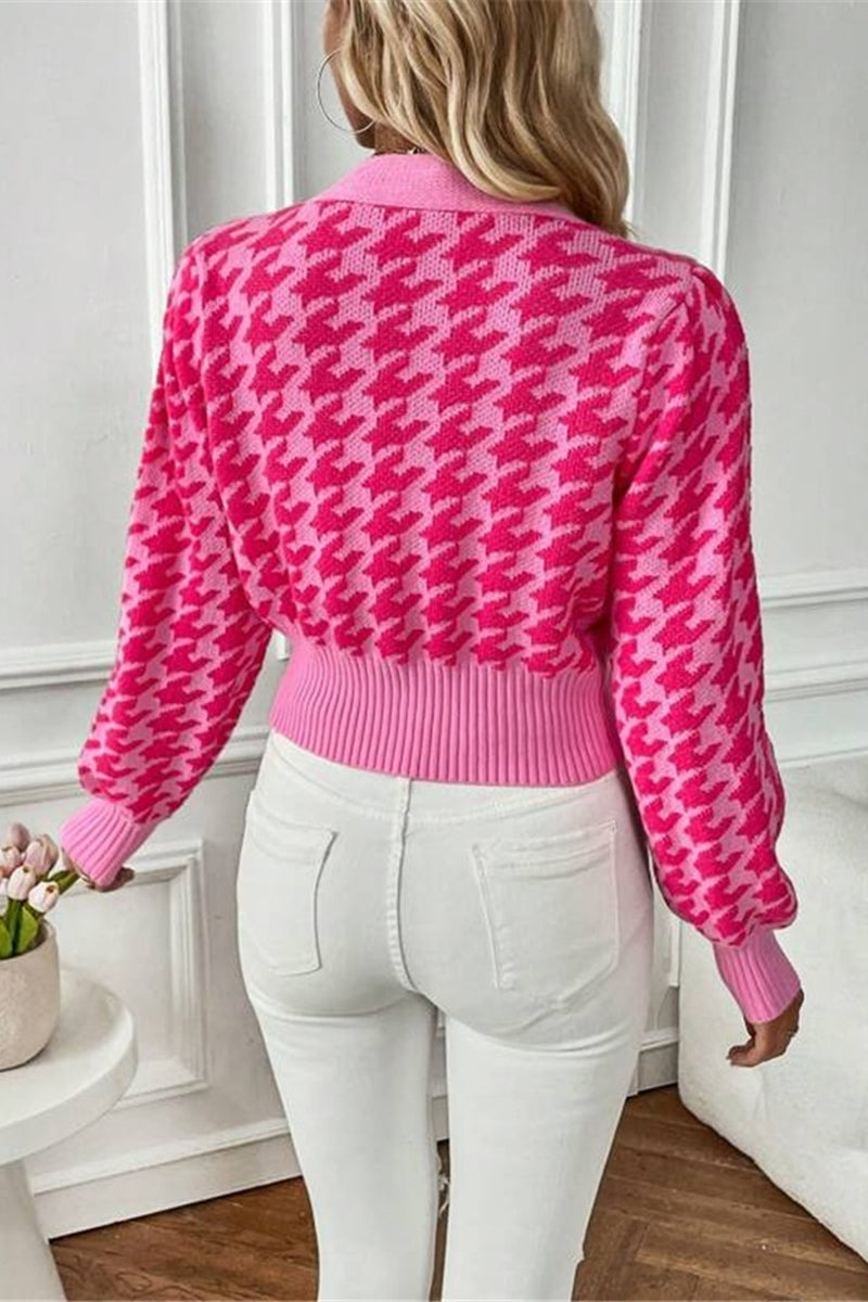 Patterned Button-Up Cardigan
