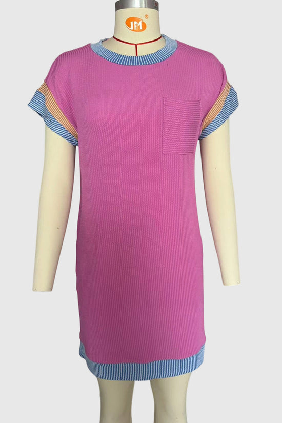 Pocket Detail Textured Casual Dress
