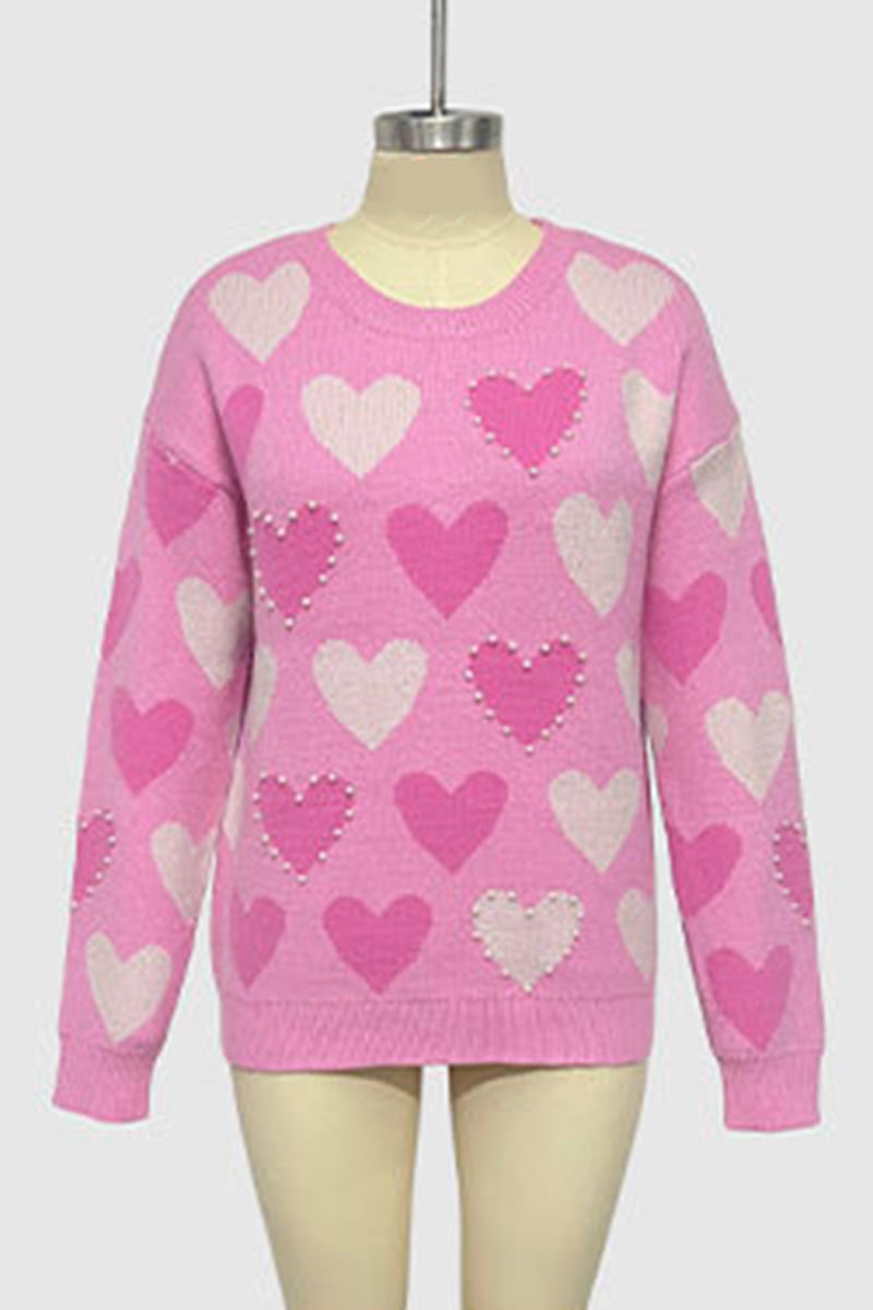 Heart-Emblazoned Relaxed Fit Sweater