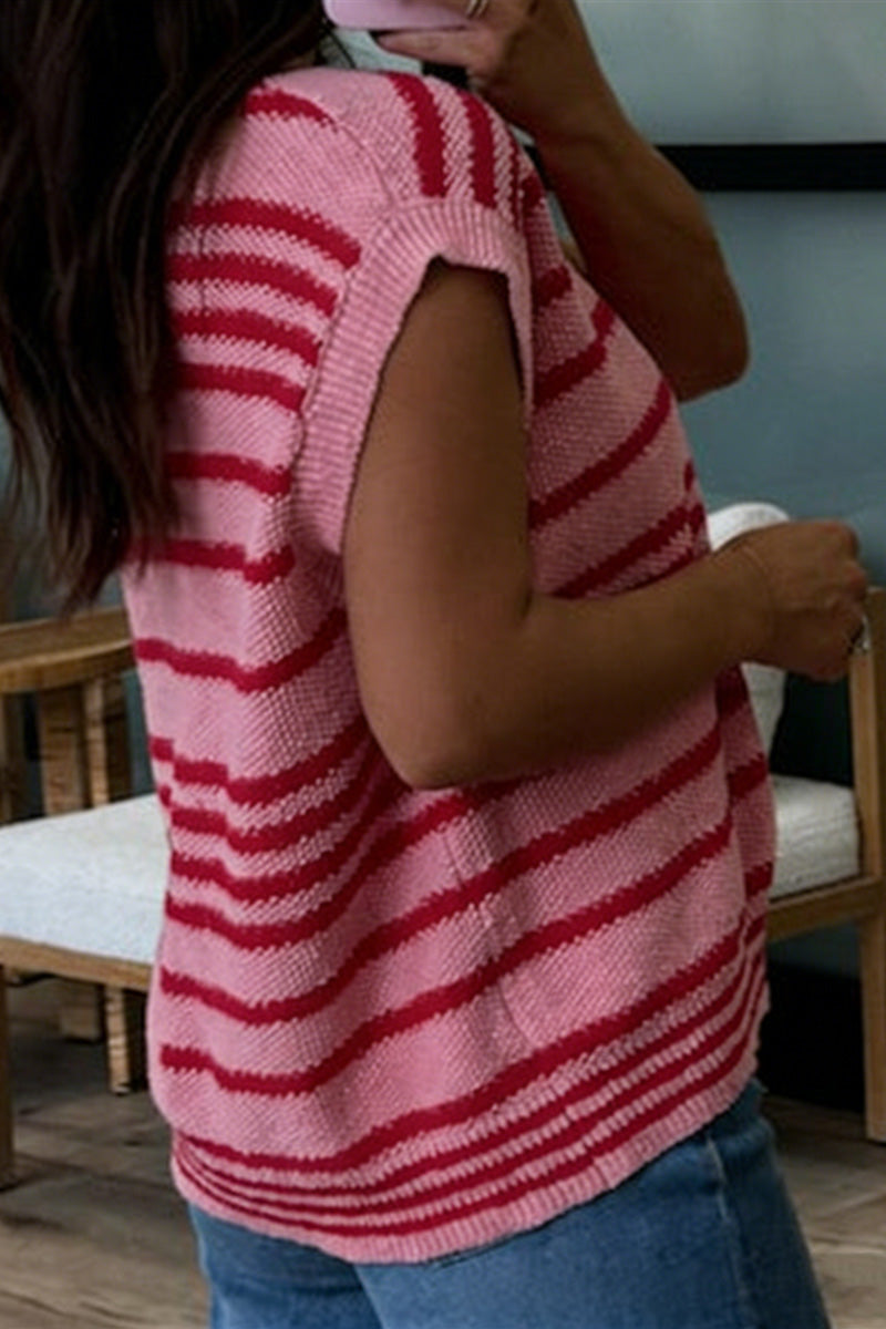 Striped Button-Up Sweater Vest