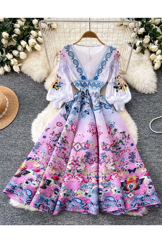 Floral Print Puff Sleeve Casual Dress