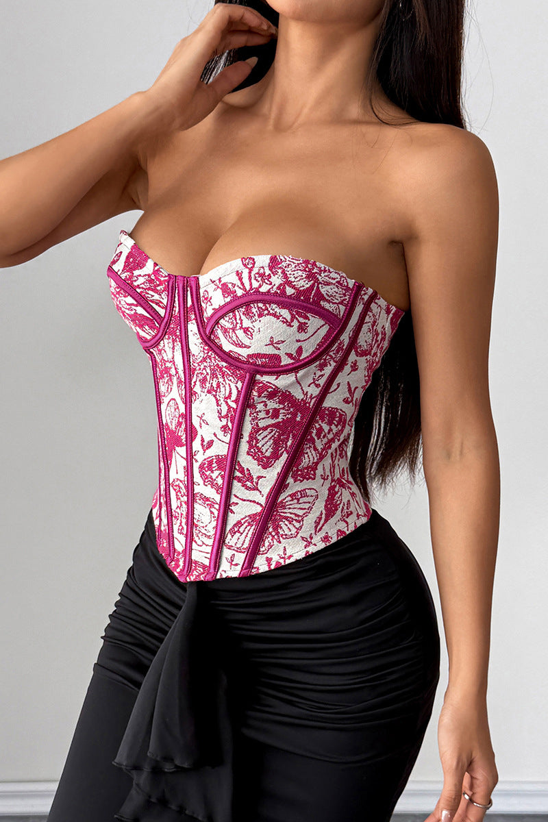 Floral Strapless Corset Tank