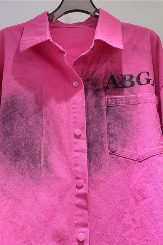 Ombre Text-Print Oversized Shirt