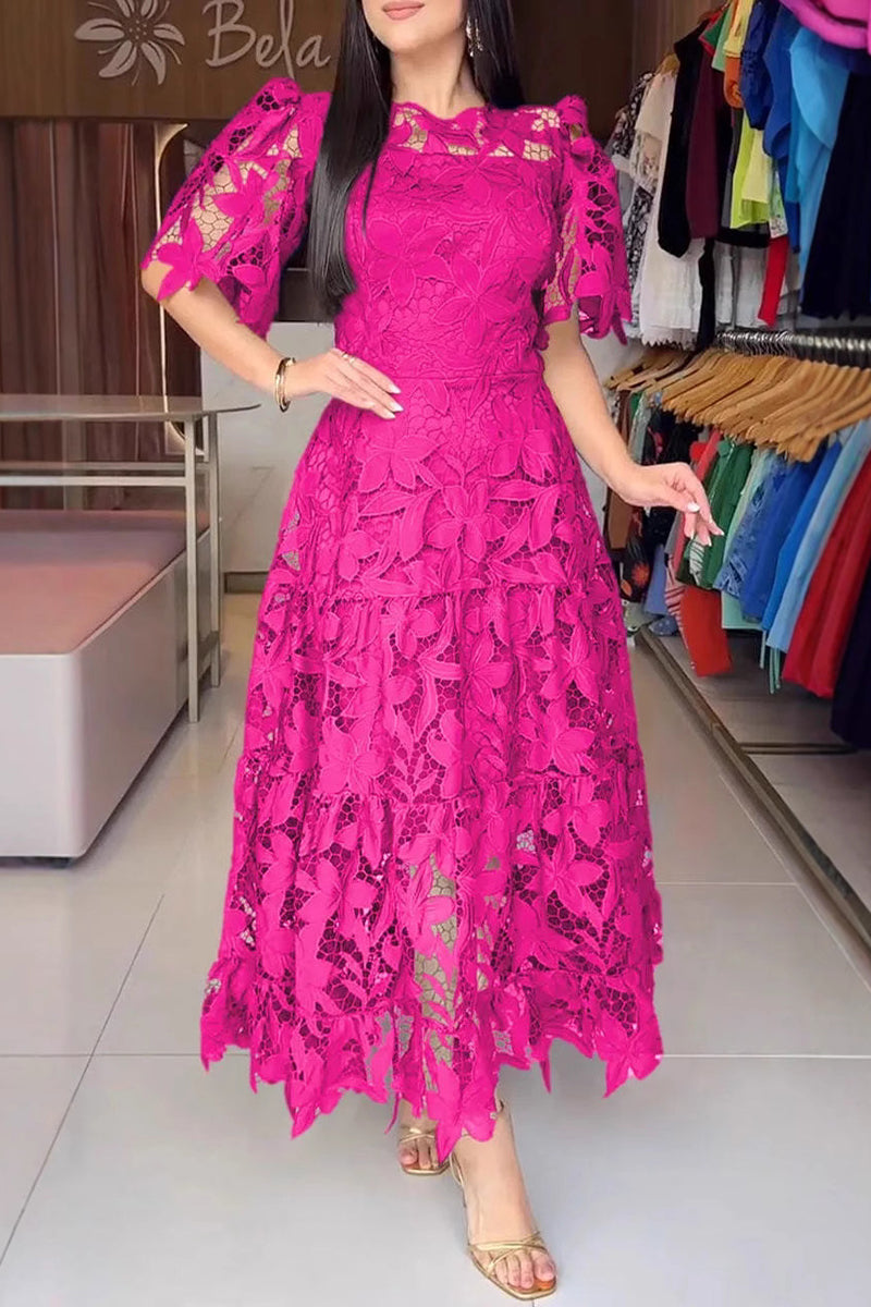 Floral Lace Elegant Midi Dress
