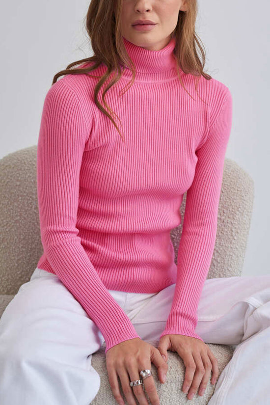 Ribbed High Neck Sweater