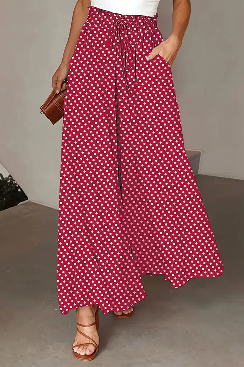 Polka Dot High-Waist Casual Pants