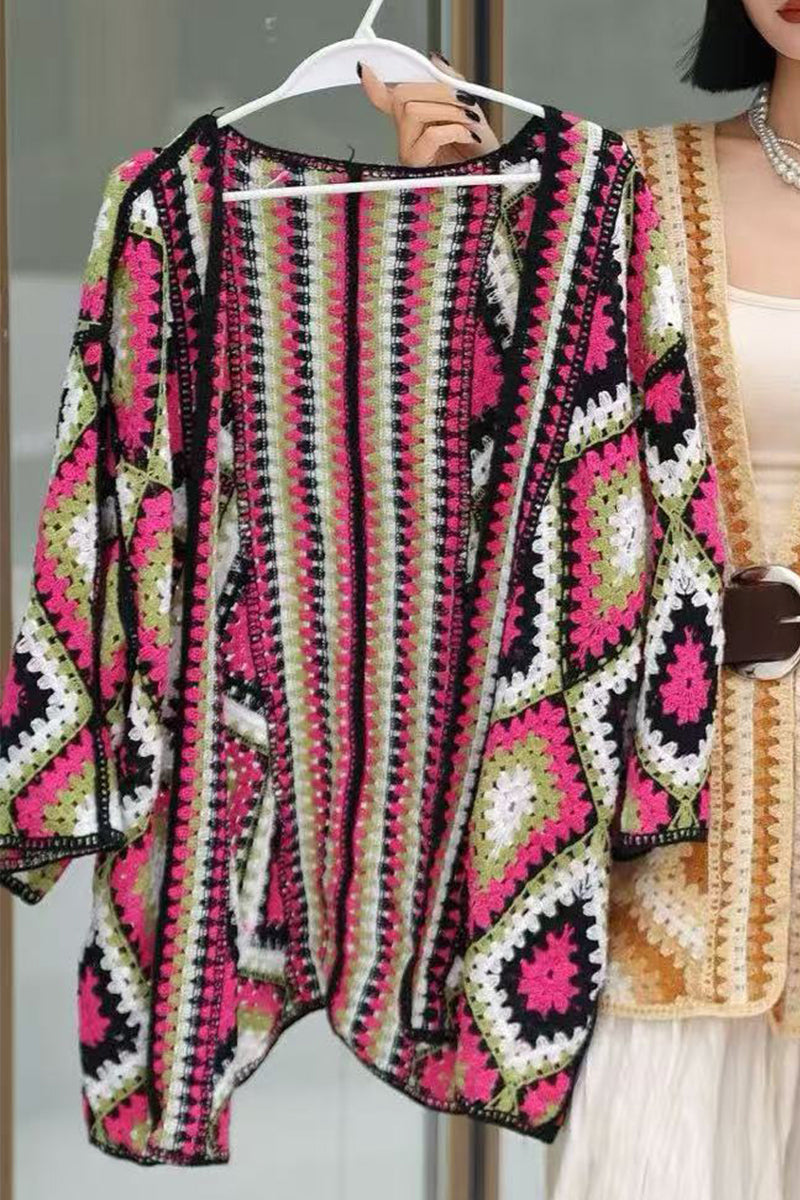Vibrant Patterned Crochet Shrug
