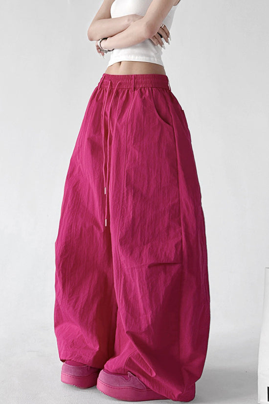 Wide-Leg Drawstring Casual Pants