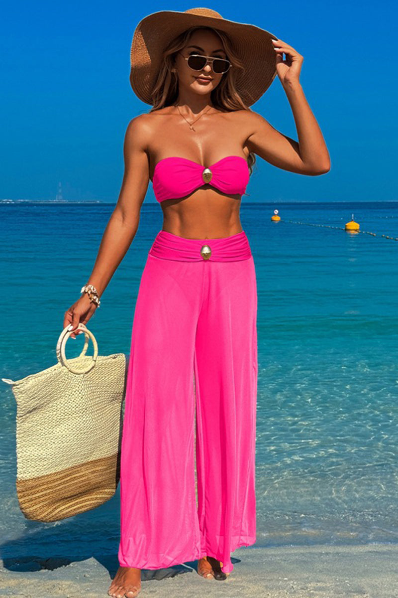 Chic Strapless Bikini with Flowing Cover-Up