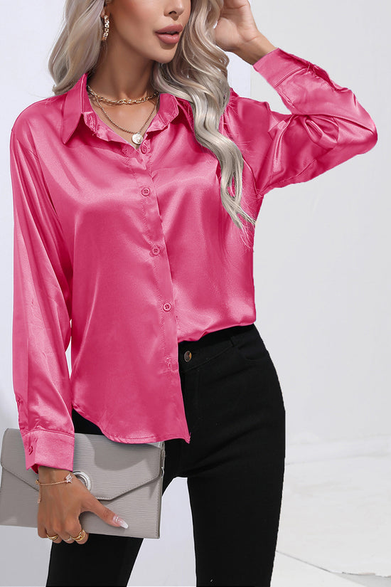 Elegant Long Sleeve Button-Up Blouse