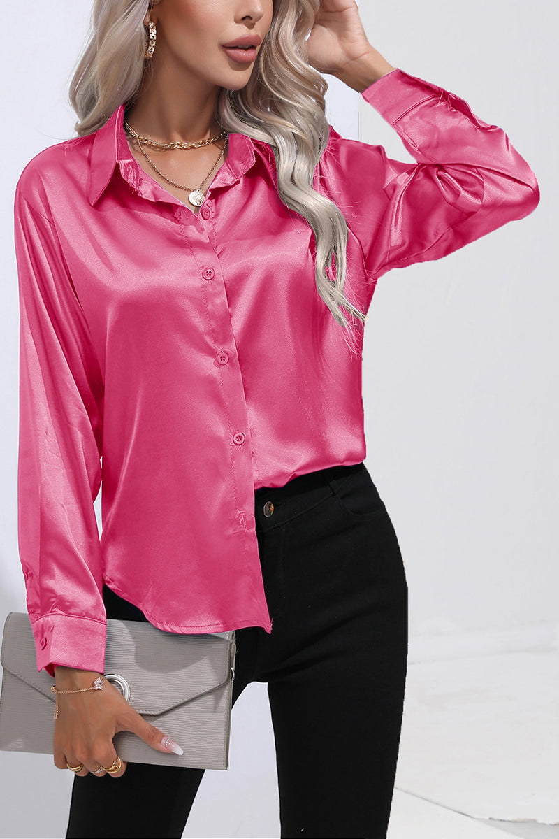 Elegant Long Sleeve Button-Up Blouse