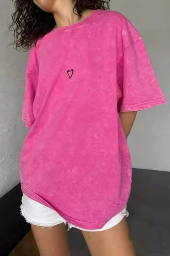 Casual Heart Pattern T-Shirt