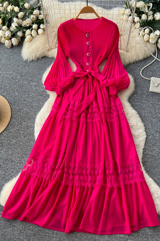 Buttoned Ruffle Sleeve Maxi Dress
