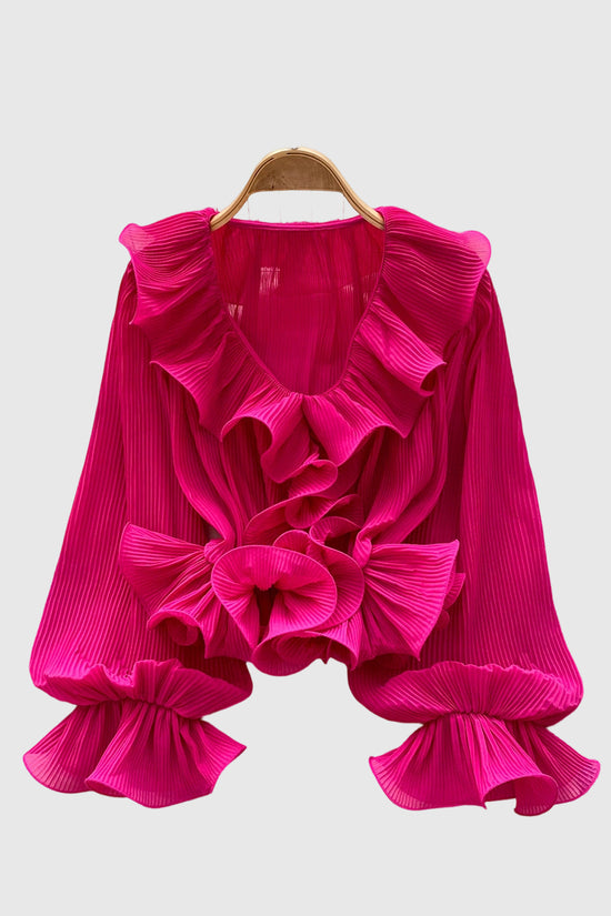 Ruffled V-Neck Blouse