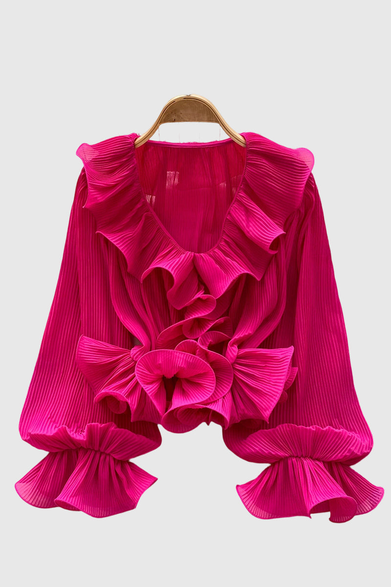 Ruffled V-Neck Blouse