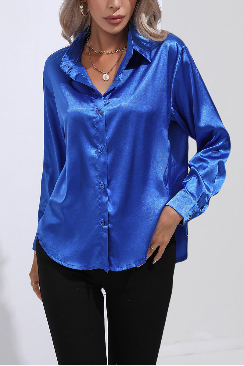 Elegant Long Sleeve Button-Up Blouse