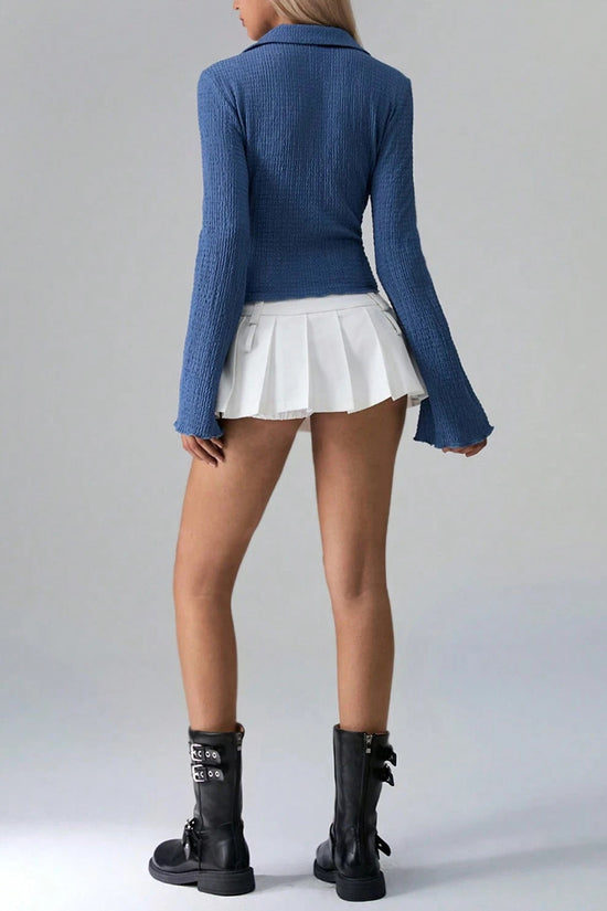 Elegant Flare Sleeve Button-Up Blouse