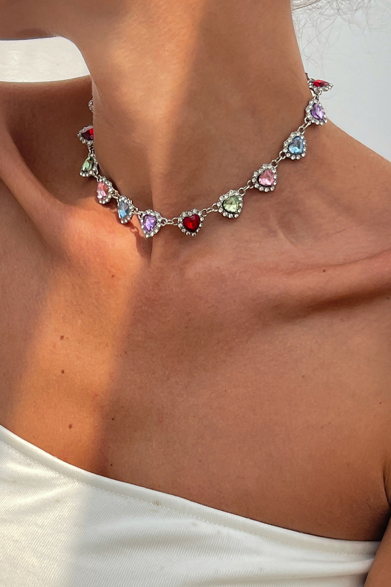 Heart-Shaped Gemstone Necklace