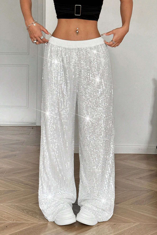 Sparkling Wide-Leg Casual Pants