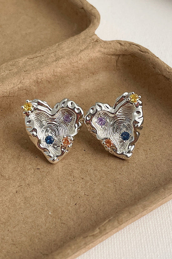 Heart Gemstone Stud Earrings