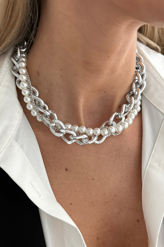 Layered Chain and Pearl Necklace