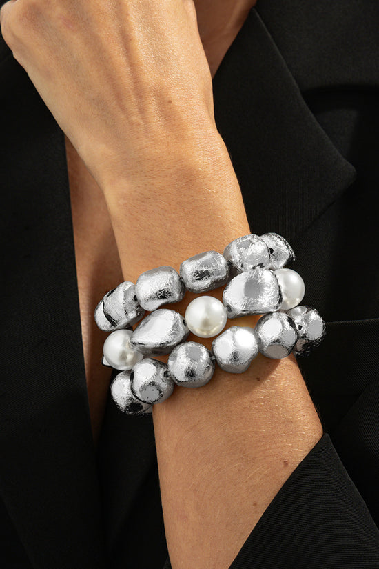 Chunky Pearl and Gold Tone Bracelet