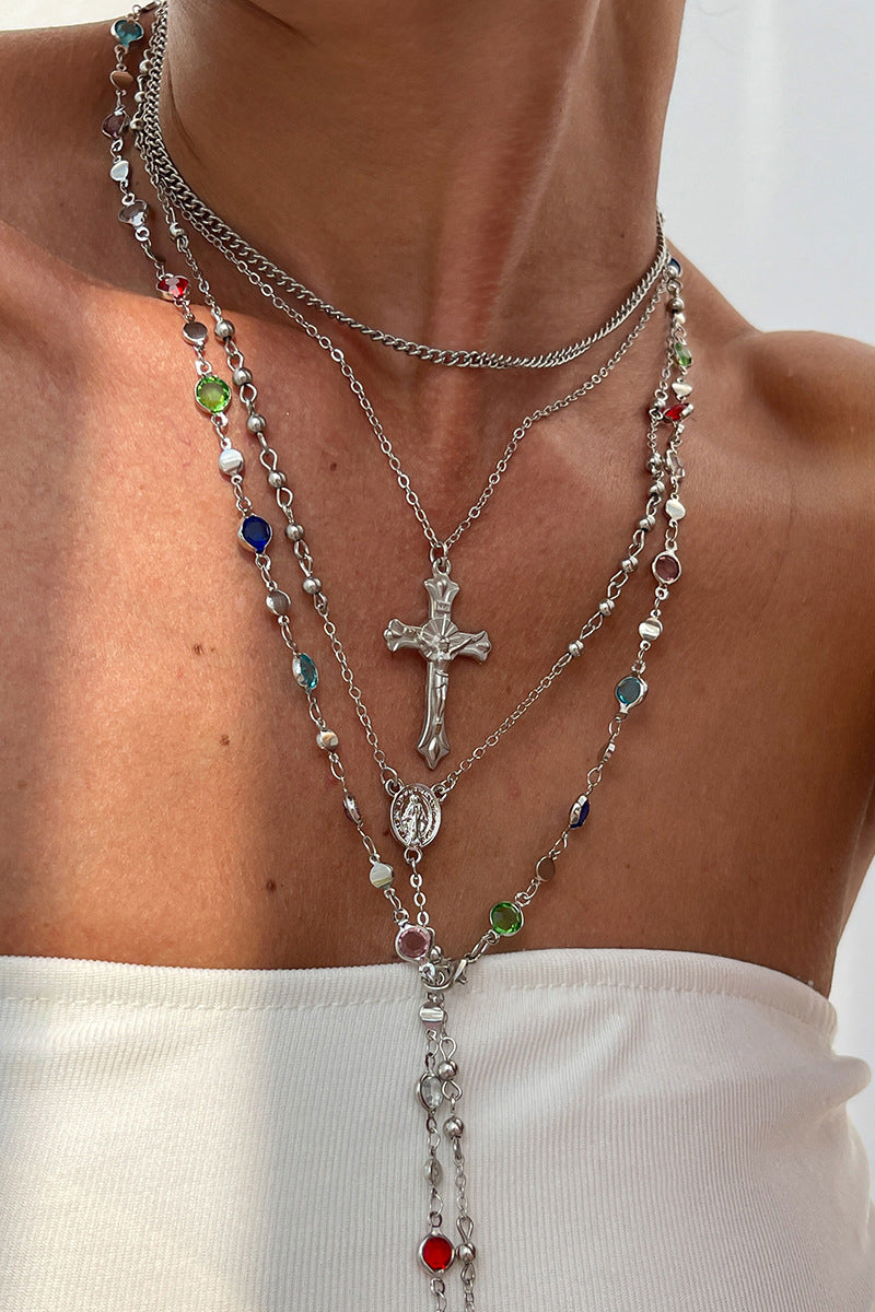 Layered Cross Pendant Necklace