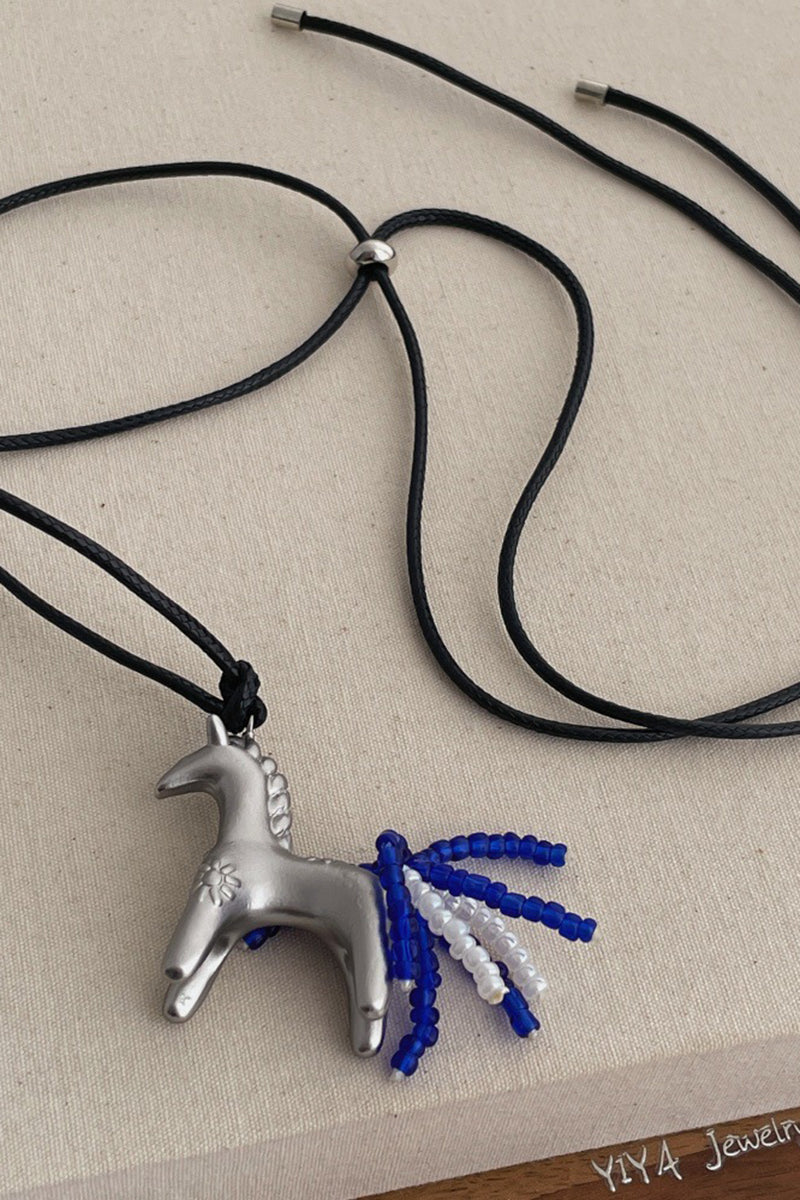 Horse Charm Beaded Necklace
