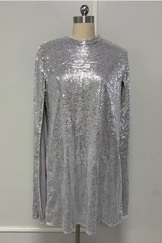 Sparkling Cape Sleeveless Casual Dress