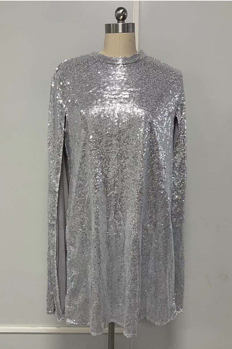 Sparkling Cape Sleeveless Casual Dress
