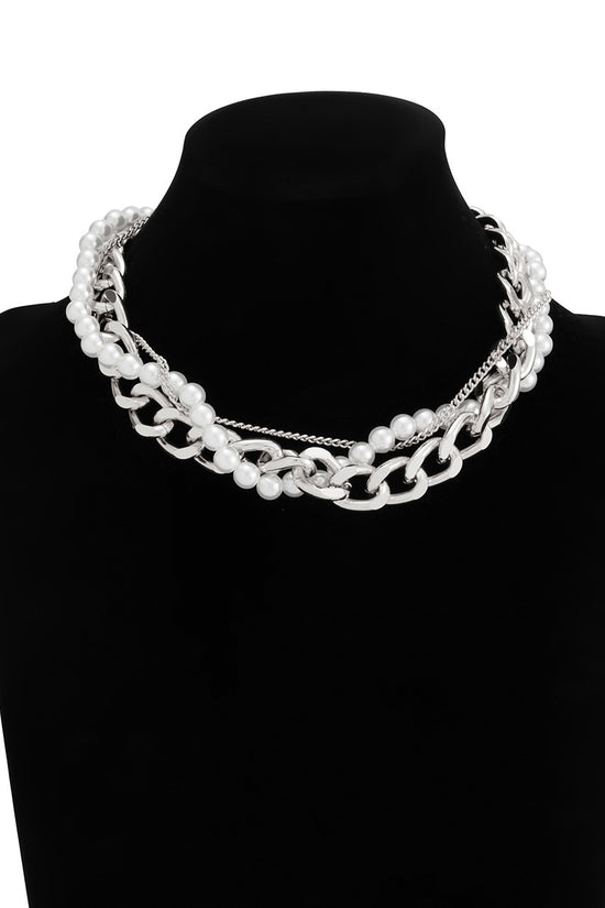 Layered Chain and Pearl Necklace