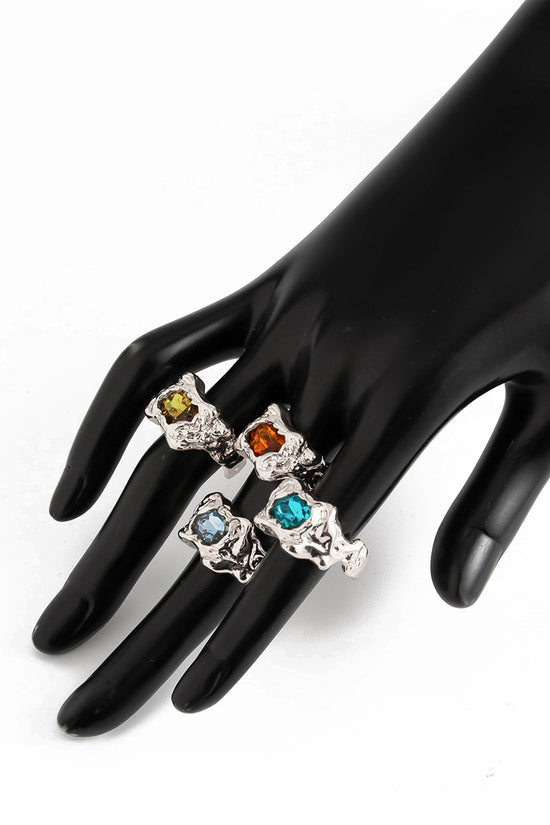Geometric Gemstone Statement Ring