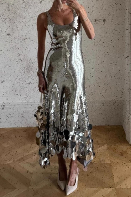 Sequin Sleeveless Evening Dress