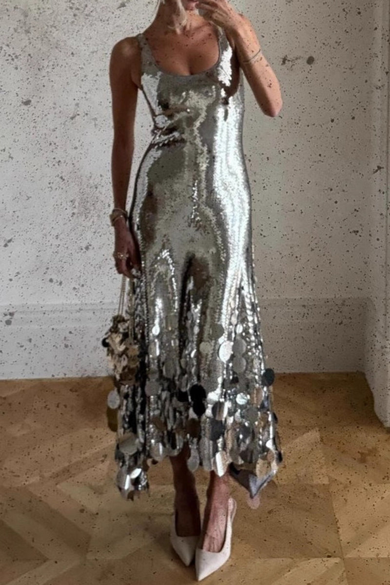 Sequin Sleeveless Evening Dress