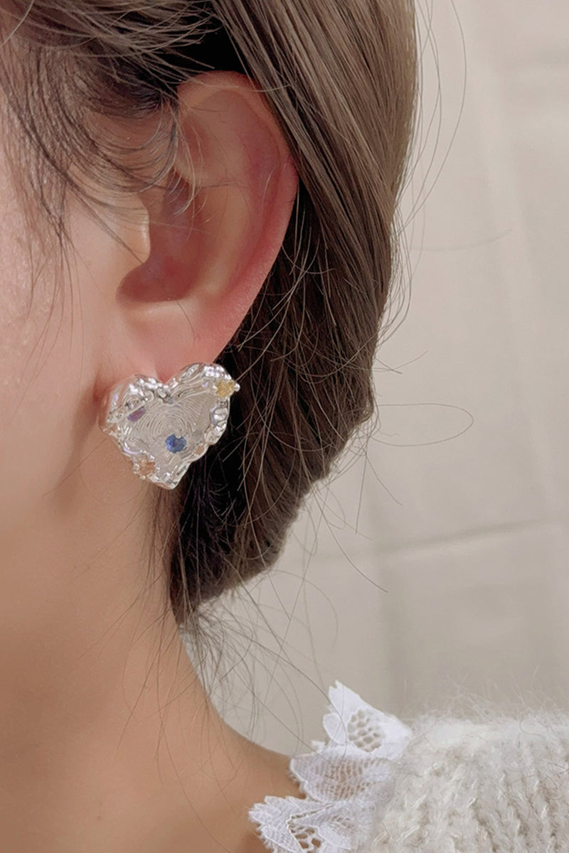 Heart Gemstone Stud Earrings