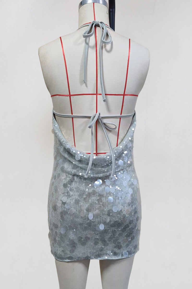 Halter Sequin Bodycon Mini Dress