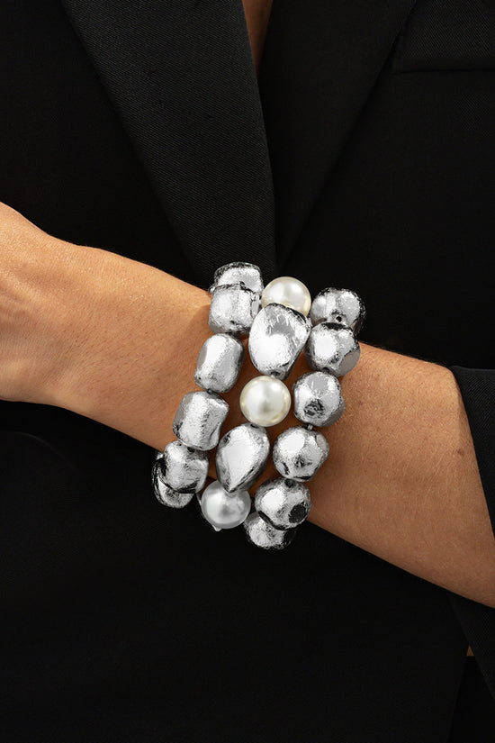 Chunky Pearl and Gold Tone Bracelet