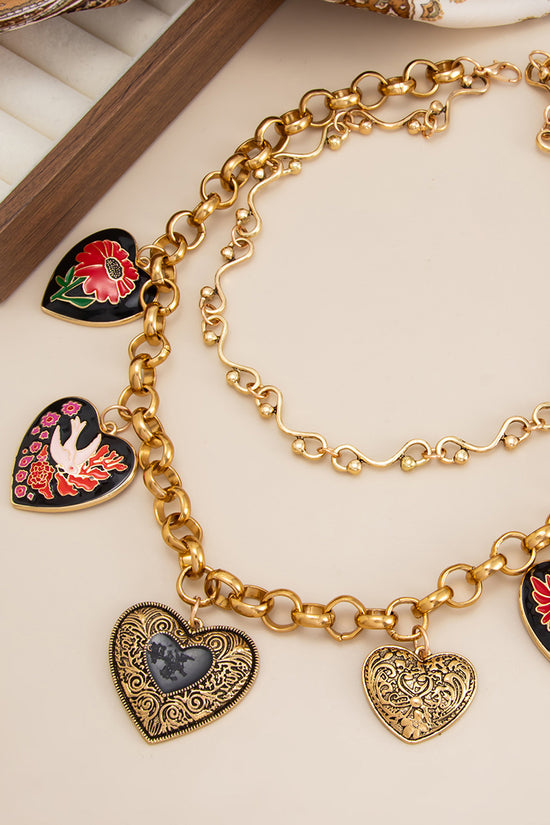 Heart Charm Statement Necklace