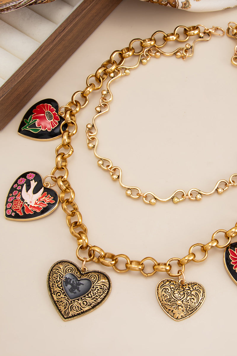 Heart Charm Statement Necklace