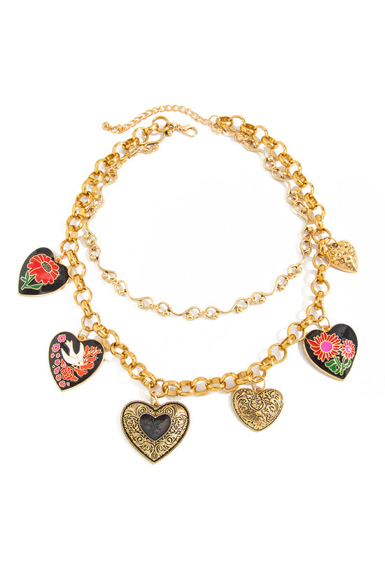 Heart Charm Statement Necklace