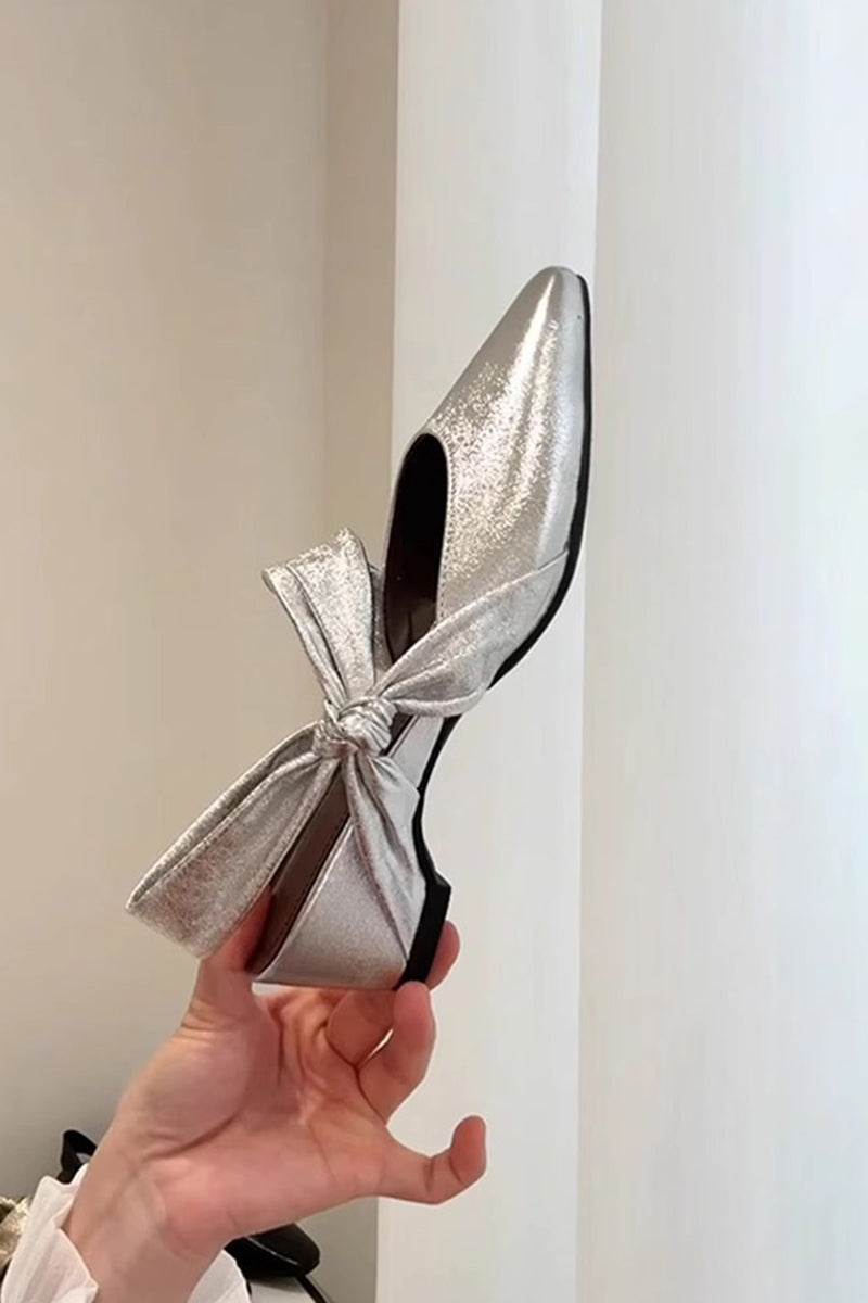 Elegant Knot-Tie Ballet Flats