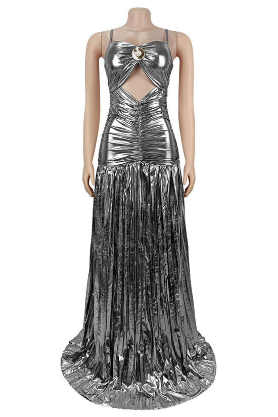 Cutout Gathered Casual Maxi Dress