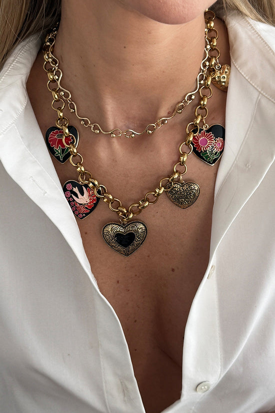 Heart Charm Statement Necklace