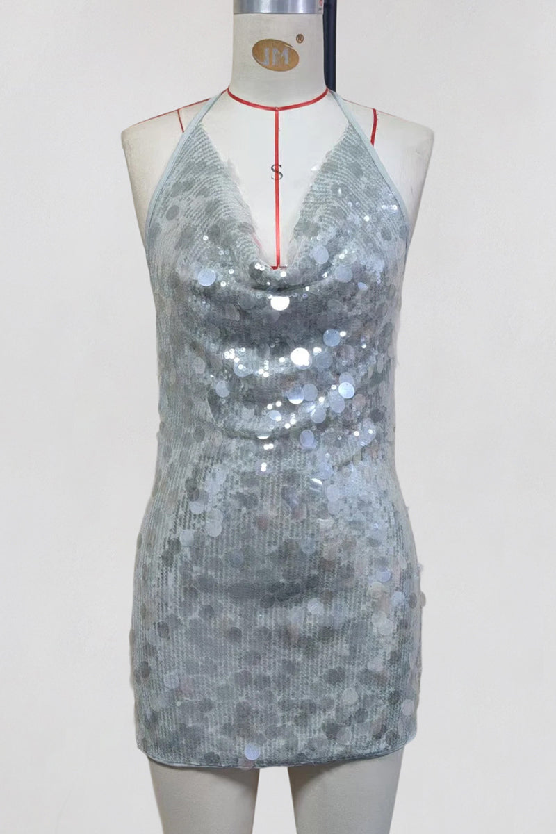 Halter Sequin Bodycon Mini Dress