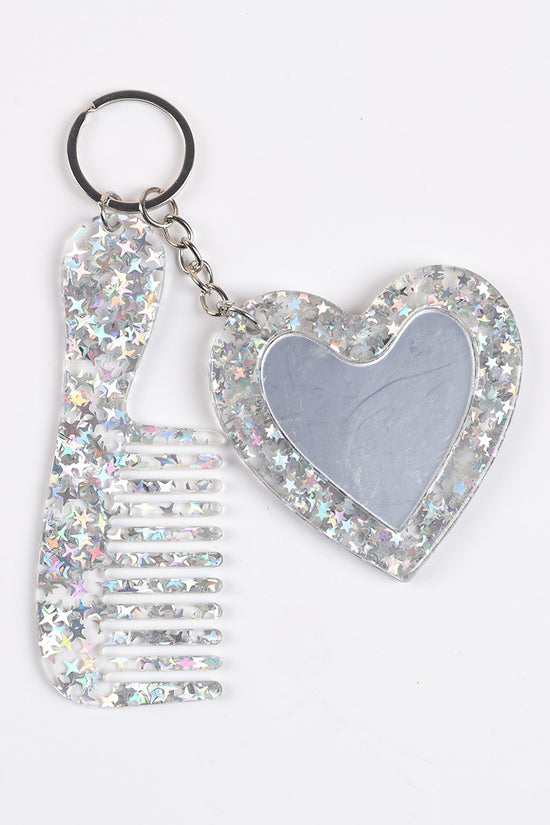 Heart and Comb Keychain Set