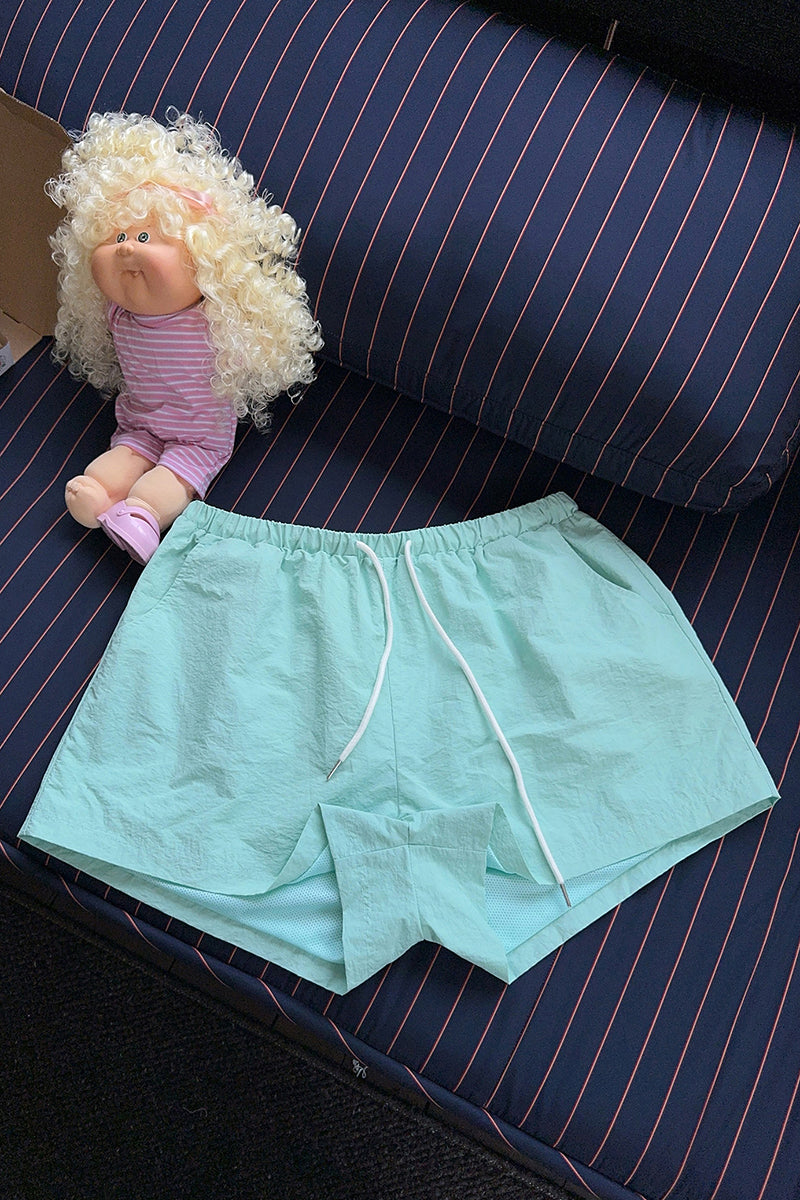 Solid Drawstring Casual Shorts