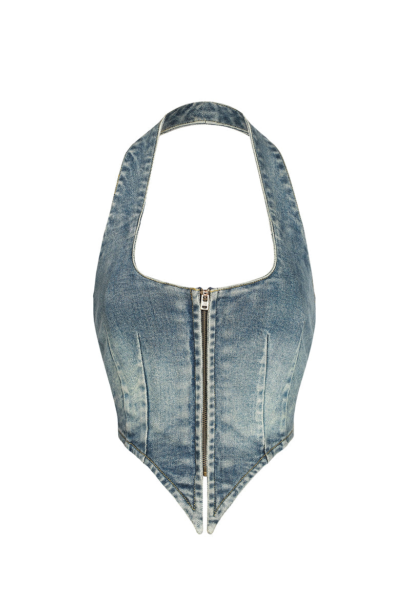 Structured Denim Corset Top
